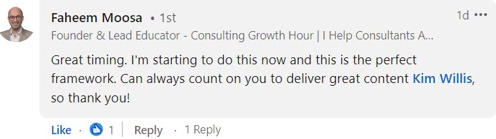 LinkedIn comment from Faheem Moosa